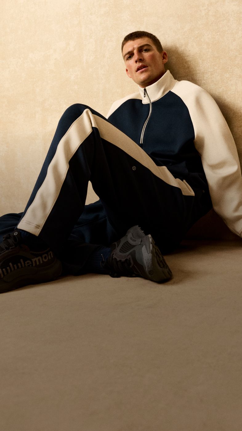 A person wears the latest off-court styles from lululemon. 
