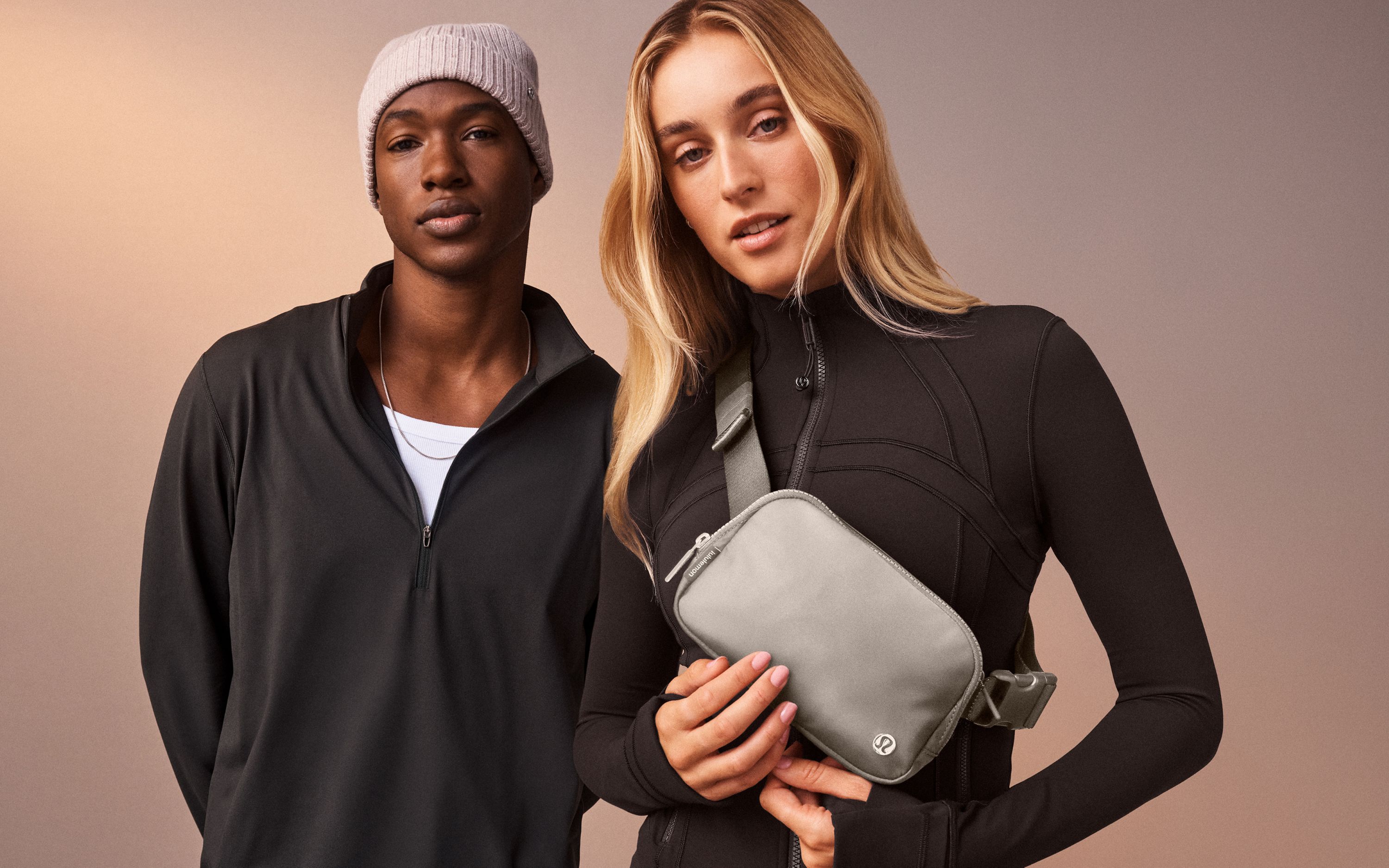 On the left, a person wears the lululemon Steady State Crewneck. On the right, a person wears the lululemon Scuba Hoodie.