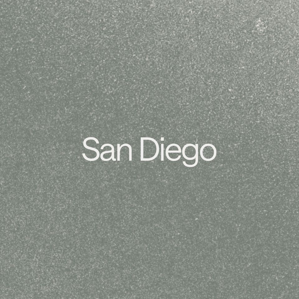 Abstract graphic with a grey gradient. A text overlay reads: "San Diego."