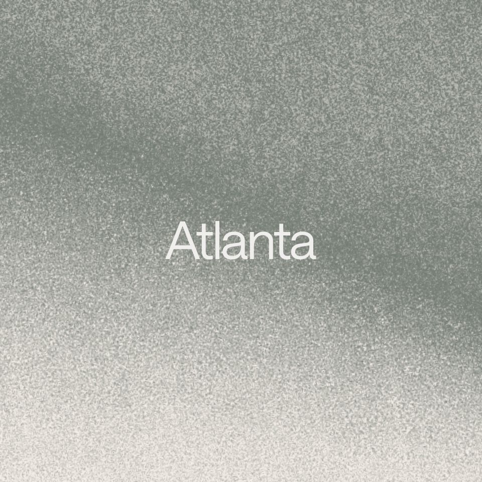 Abstract graphic with a grey gradient. A text overlay reads: "Atlanta."