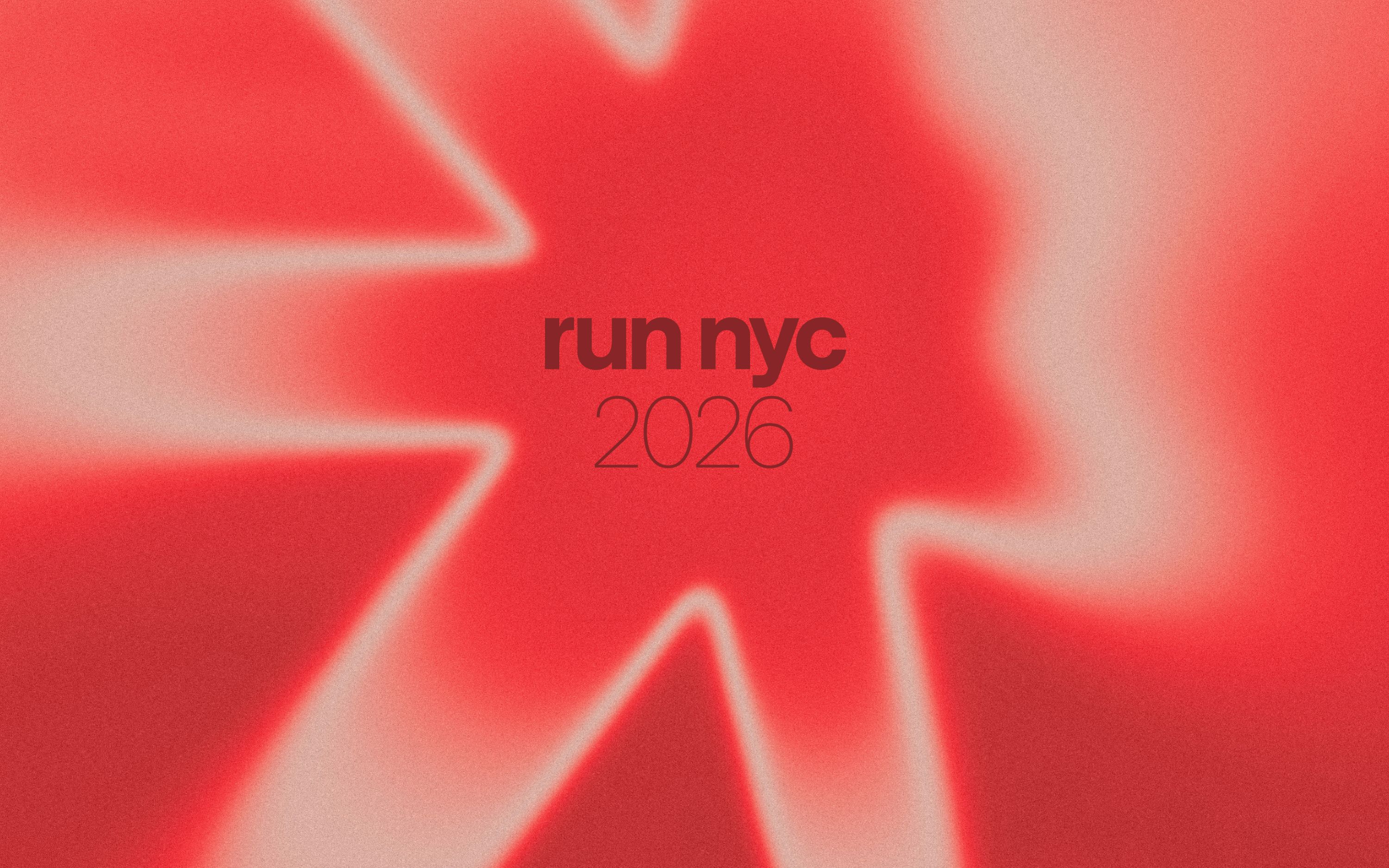 A red aura graphic. Text overlay reads: run NYC 2026.