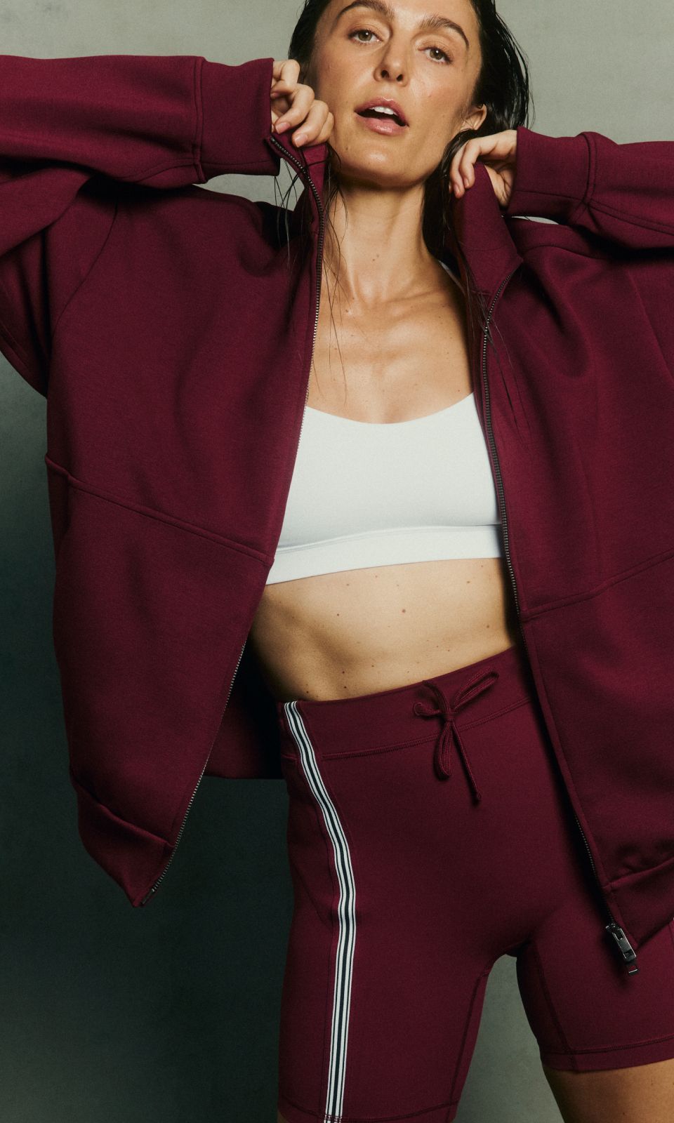 Megan Roup wears Burgundy Bay clothes. 