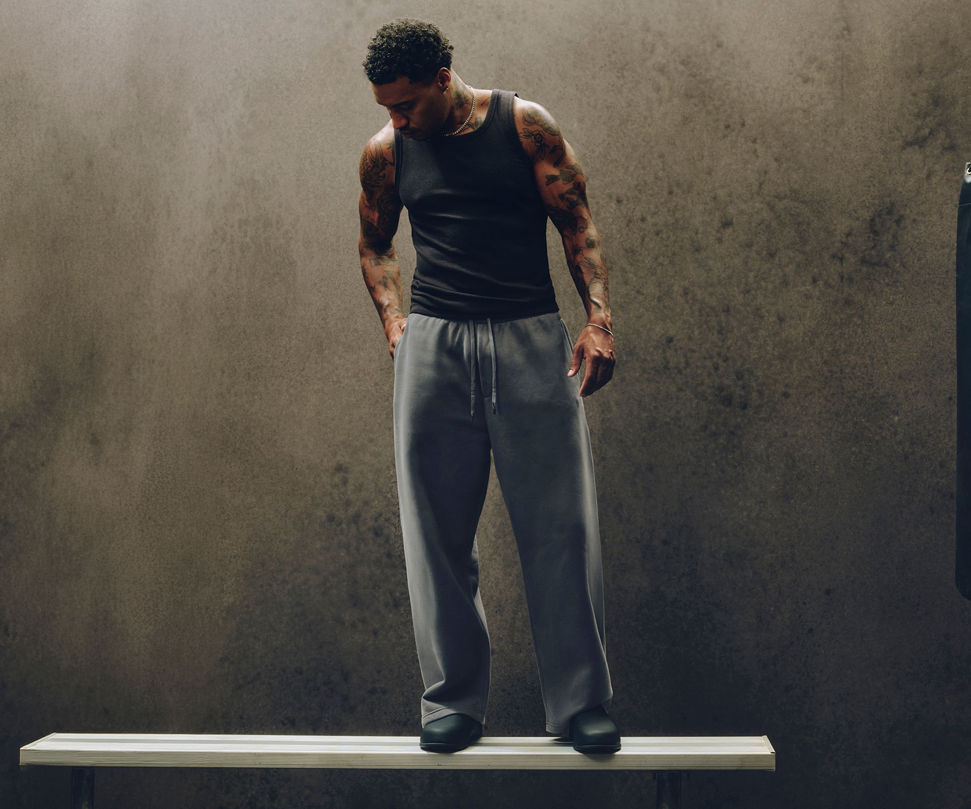 A person wears the new Steady State SuperLoft™ Pant.