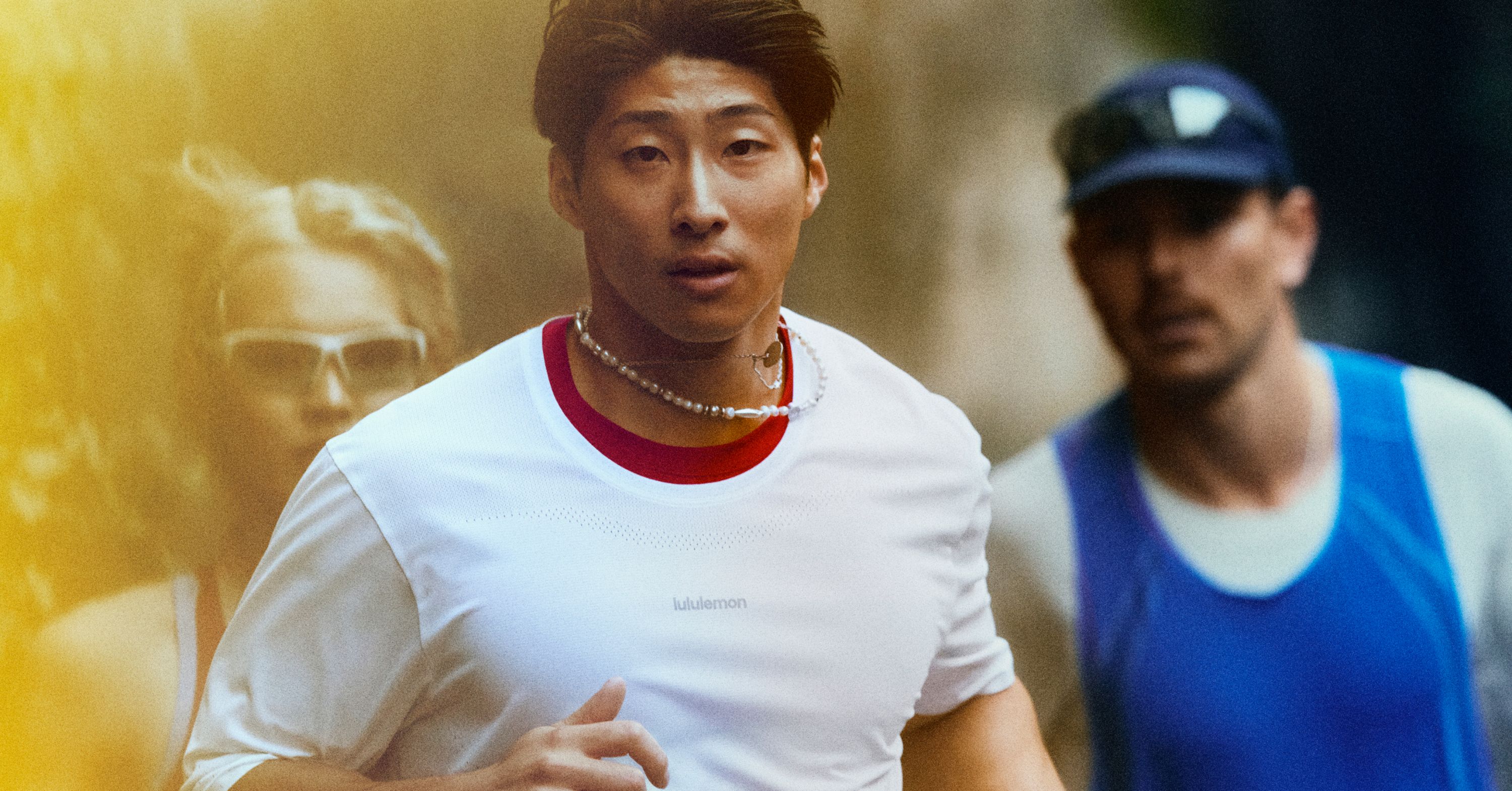 Shota Yamaguchi running in lululemon Fast and Free Short Sleeve Top