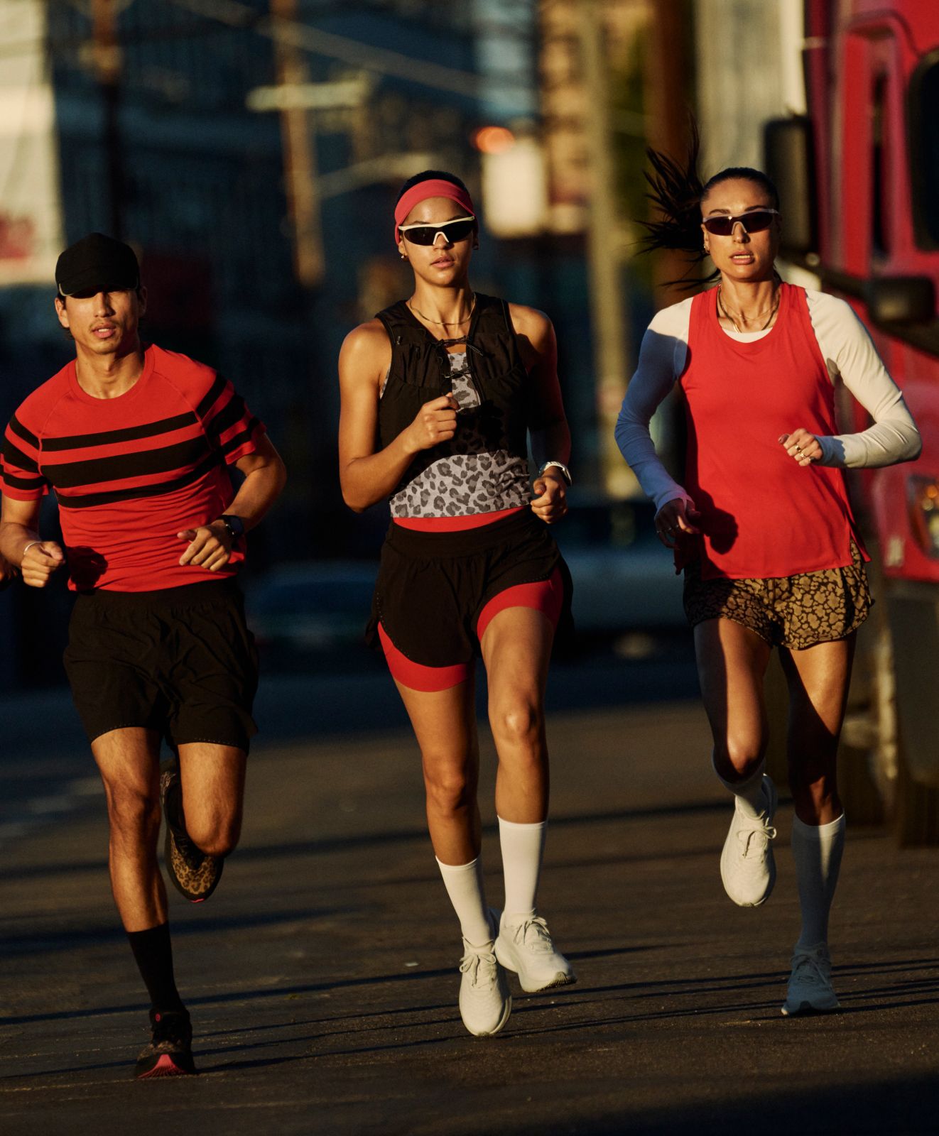People wearing lululemon running collection in the street