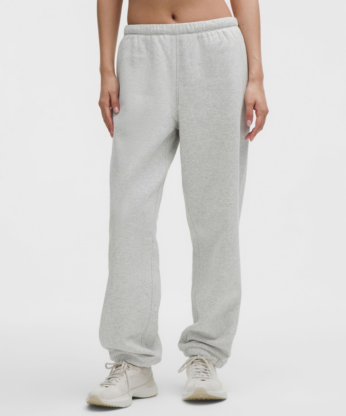 A person wears Steady State joggers from lululemon. 