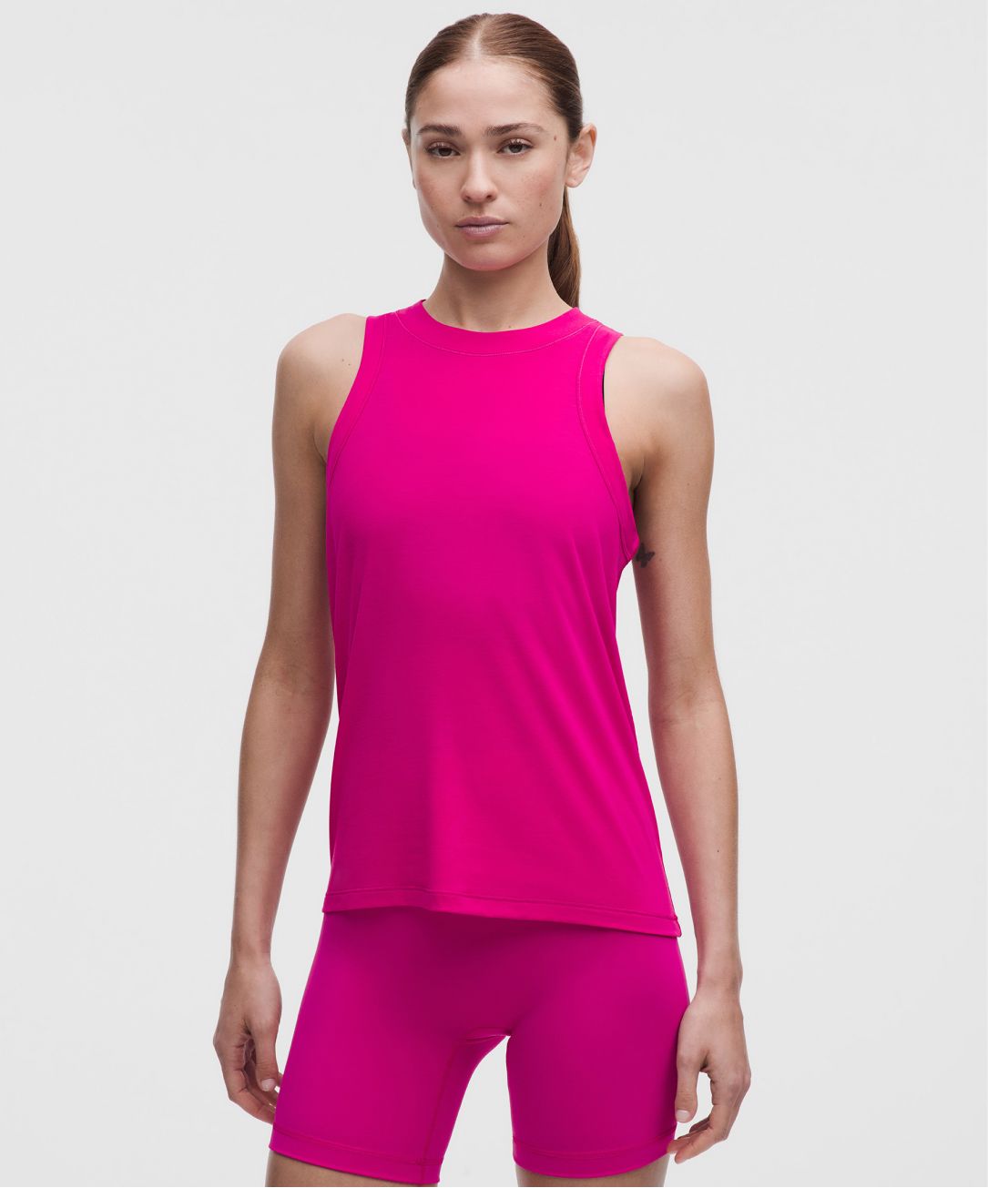 A person wears a Jersey Training tank top from lululemon. 