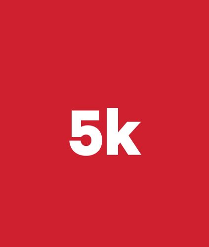 Red square with the word ‘5K’ in the middle.