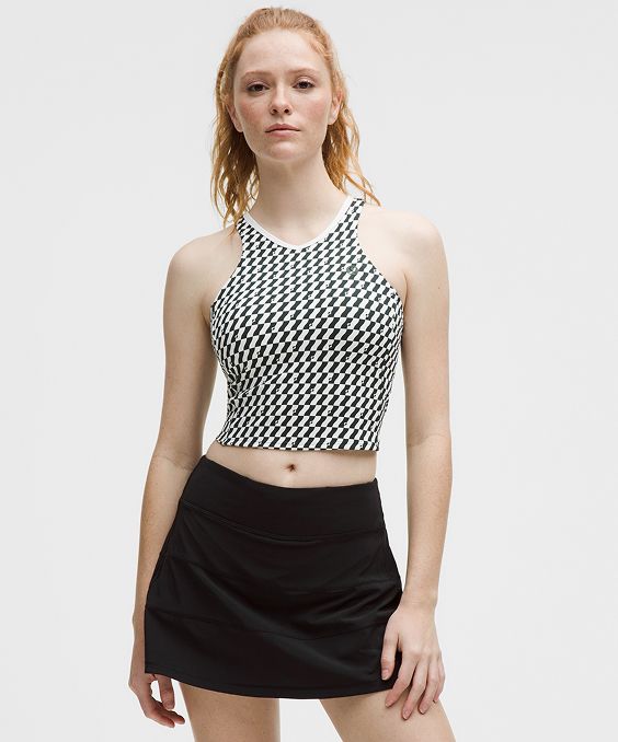 Cropped V-Neck Tennis Tank Top Medium Support, B/C Cup