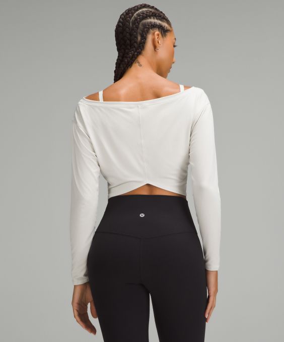 Cupro Boatneck Cropped Long-Sleeve