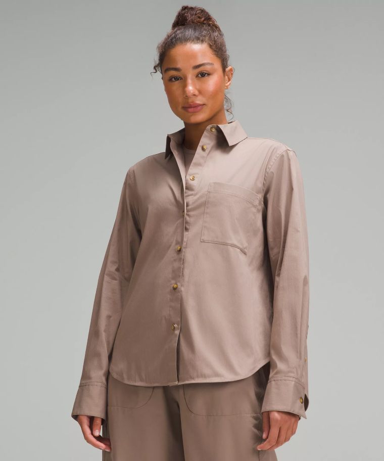 Cotton-Blend Poplin Button-Down Shirt