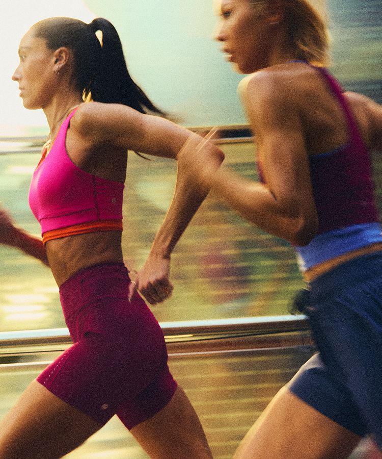 People wearing lululemon running collection in the street